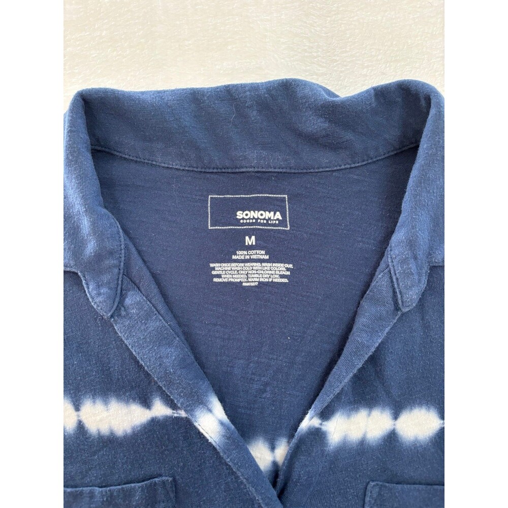 Sonoma blue acid wash 100% cotton, button-down blouse, T-shirt, size medium - Picture 2 of 5